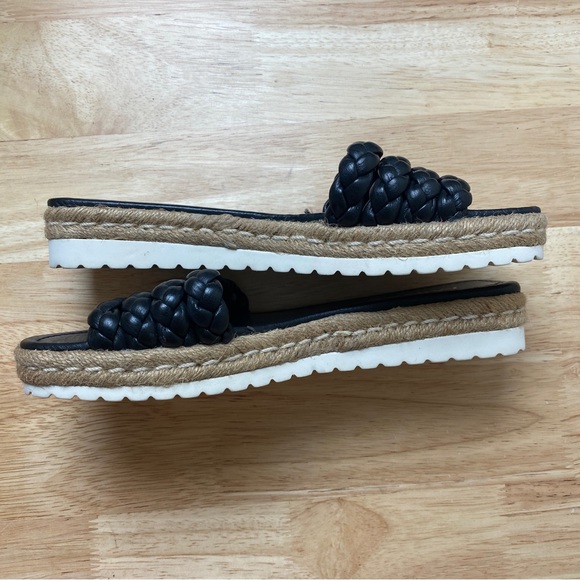 MIDAS "Shelles" Black Plaited Leather Slip On Sandals Slides Size 39 RRP $190 - Picture 7 of 11